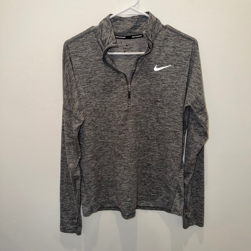Nike Running Dri-FIT Quarter Zip Pullover Gray Heather 855517-021 Womens Medium
